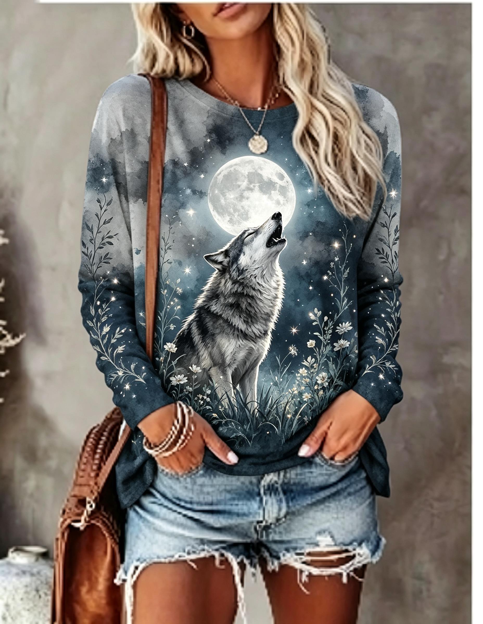 Winter Clothing For Women - Женская футболка с длинным рукавом, принт